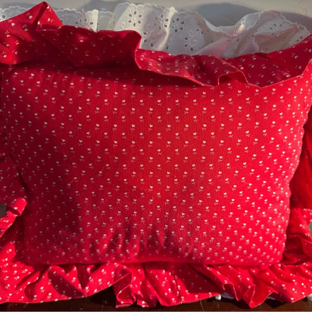 Strawberry Embroidered Pillow cottage core, grannycore handmade raffled